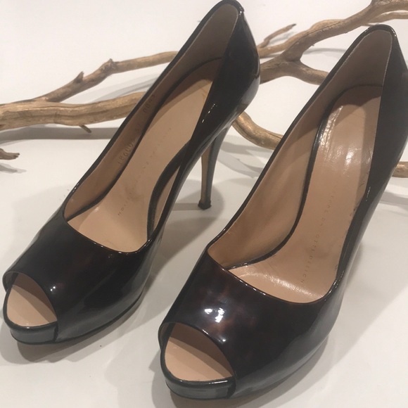 GIUSEPPE ZANOTTI tortoise glazed peep toe pump 7 - Picture 2 of 8